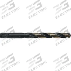 CLE-LINE Jobber Length Drill Bit: #22, 135° Split Point, Black & Gold HSS, 3-Flats Shank (MPN C18075). Key specifications — attr1225567: 0.1570.