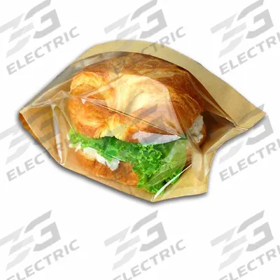 READY FRESH Window Sandwich Bag: 4 1/2 in Wd, 2 1/2 in Dp, Kraft Paper/OPP, Heat Sealable - Paper Window Sandwich Bags