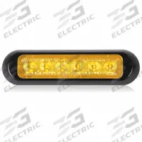 MAXXIMA Warning Light: Perimeter Flashing Warning Light, Amber, 1/2 in Overall Wd, LED, 12/24V DC (MPN M20389YCL). Key specifications — Operating Voltage: 12/24V DC; Number of Flash Patterns: 28; Includes: Black Bezel; Electrical Connection: Wire Leads; Mount Type: Screw; Brand: MAXXIMA; Shape: Oval.