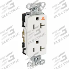 HUBBELL Receptacle: Decorator Duplex, 5-20, White, 125V AC, 20 A, 2 Pole / 3 Wire (MPN IG20DRWHI)