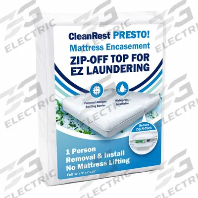 CLEANREST Bedbug Barrier: Full, 75 in Overall Lg, 54 in Overall Wd, White - Mattress Encasements