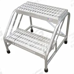 COTTERMAN Step Stool: 2 Steps, 1.7 ft Overall Ht, 500 lb Load Cap, Aluminum, 1.7 ft Standing Ht (MPN 4502N2626A3E10C50P1). Key specifications — Brand: COTTERMAN; Color: Gray.