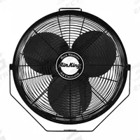 AIR KING Mounted Fan: 18 in Blade Dia, 120V, 1/6 hp Motor HP, Ceiling/Floor/Post/Wall Mount, Bracket (MPN 9318). Key specifications — Brand: AIR KING; Voltage: 120V; Number of Speeds: 3; Fan Mounting Location: Wall; Oscillation: Non-Oscillating; Mounting Type: Bracket.