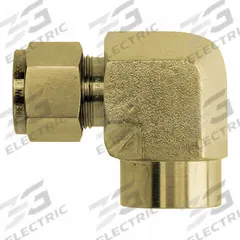 BRENNAN INDUSTRIES Compression Fitting Elbow: 1/4 in OD x 1/8 in Pipe Size, Tube x FNPT, Brass (MPN N2502-04-02-B). Key specifications — Compatible Fitting Brands: Parker A-LOK; Brand: BRENNAN INDUSTRIES; Series: N2502.