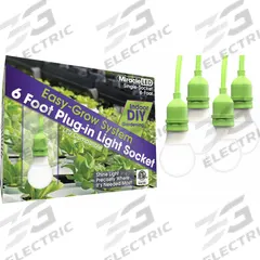 LED Ready Corded Ligh,Single Socket,PK4: 1 Lightheads, Medium Screw (E26), 6 ft Lg, 4 PK (MPN 602198). Key specifications — Bulb Base Type: Medium Screw (E26); Brand: MIRACLE LED; Voltage: 120 to 220V AC.