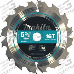 MAKITA Circular Saw Blade: 5 3/8 in Blade Dia., 16 Teeth, 0.06 in Cut Wd, 5/8 in Arbor Size, Ripping (MPN A-94904). Key specifications — attr1116119: MAKITA; attr1145631: Wood.