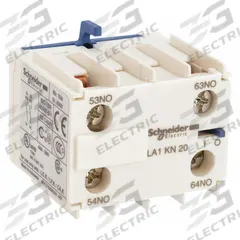 SCHNEIDER Auxiliary Contact Block: 2NO, 10 A Max Current (AC), Front Mount, Front-Mounted, LA1KN20. Key specifications — Frame Size: Y; Brand: SCHNEIDER; Compatible with Series: TeSys.