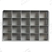Compartment Drawer Insert: 18 in x 12 in x 3 in, 3 7/16 in x 2 27/32 in, 20 Compartments, 0 Dividers (MPN 124-95-20-IND). Key specifications — Color: Gray; Compartment HxWxD: (20) 3-7/16 in x 2-27/32 in; Removable Dividers: No; Compatible Manufacturer Model Number: 123-95; Brand: DURHAM MFG.