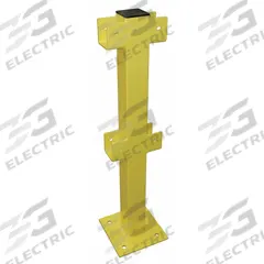 APPROVED VENDOR Inline Post: 4 in Post Wd, Inline, 4 in Post Dp, 2 Rail Levels, Rubber Caps, Steel (MPN 22DN12). Key specifications — Includes Mounting Hardware: Mount Hardware Not Included; Color: Yellow; Material: Steel; Finish: Powder Coated; Product Type: Guardrail Post; Number of Rail Levels: 2.