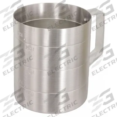CRESTWARE Measuring Cup: Dry, 1 qt Capacity, Aluminum, Gray - Metal Measuring Cups