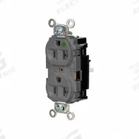 HUBBELL Receptacle: Hospital Grade, Duplex, 5-20R, Gray, 125V AC, 20 A, 2 Pole / 3 Wire (MPN HBL8300STGY)