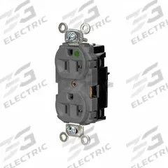 HUBBELL Receptacle: Hospital Grade, Duplex, 5-20R, Gray, 125V AC, 20 A, 2 Pole / 3 Wire (MPN HBL8300STGY)