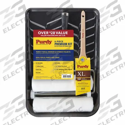 PURDY Paint Roller Kit: Roller Roller Frame, 9 in Roller Lg, 3/8 in Nap Size - Brush, Roller & Tray Kits