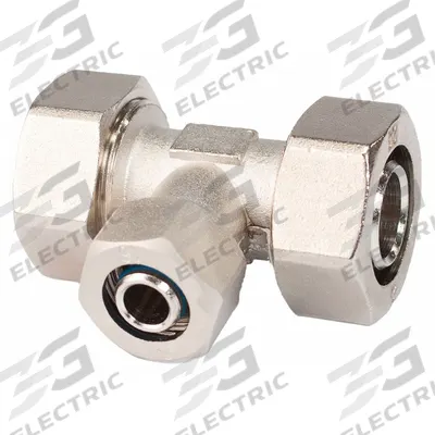 RAPIDAIR Compression Tee Fitting: 1 in OD 1 in OD 1/2 in OD Fitting Size, Reducer - Compressed Air System Brass Compression Tube Fittings
