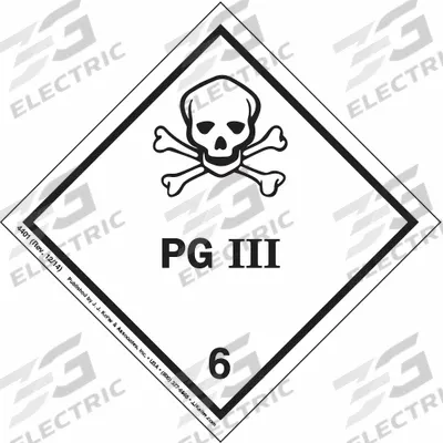 JJ KELLER Container Label: PG III, 4 in x 4 in, 4 in Label Ht, 4 in Label Wd, Paper - Class 6: Toxic, Poison Inhalation & Infectious Substances