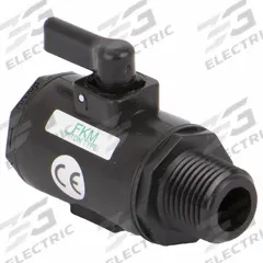 BANJO Manual Two-Way Ball Valve: 1/2 in, Polypropylene, Straight, MNPT x FNPT, Full Port Ball Port (MPN LV050MTV). Key specifications — Brand: BANJO; Handle Type: Lever; Handle: Lever.