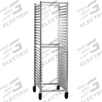 NEW AGE INDUSTRIAL Bun Pan Rack: 30 Slots, 2 in Betw Shelves, 500 lb Capac, 20 3/8 in Wd, 69 in Ht (MPN 6330). Key specifications — Brand: NEW AGE INDUSTRIAL; Color: Silver; Material: Aluminum; Nesting: No; Pan Size: 13 x 18 in; Product Type: Standard Welded Sheet Pan Rack; NSF Certified: Yes; Full Size/Half Size: Full Size.