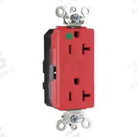 LEVITON Receptacle: Hospital Grade, Decorator Duplex, 5-20R, Red, 125V AC, 20 A, 2 Pole / 3 Wire (MPN M1636-ILR)
