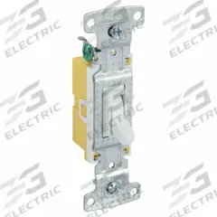 BRYANT Wall Switch: Toggle Switch, Single Pole, Maintained, White, 120V AC, 15 A (MPN RS115W). Key specifications — Illuminated: No.