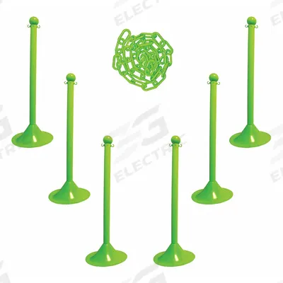 APPROVED VENDOR Barrier Post Kit: Safety Green Chain Color, 50 ft Chain Lg - Solid-Color Plastic Chain Barrier Systems