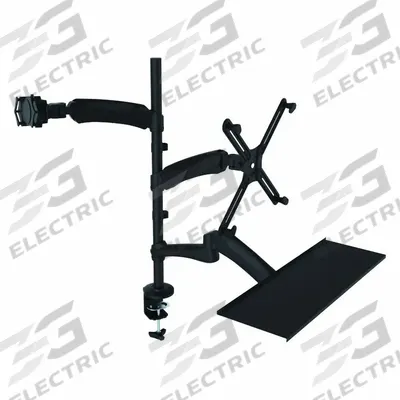 CTA DIGITAL Dual Computer Monitor and Tablet Arm: Black, Aluminum, Clamp Mount - Dual Computer Monitor & Tablet Arms