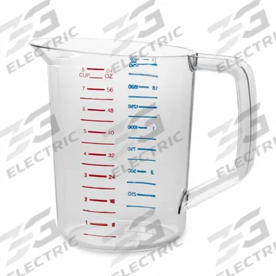RUBBERMAID COMMERCIAL PRODUCTS Measuring Cup: Dry/Liquid, 2 qt Capacity, Polycarbonate - Plastic Measuring Cups