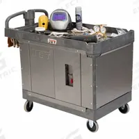 JET Utility Cart: 500 lb, 43 in L x 25 in W x 29 in H Overall Dim, 2 Shelves, Gray, Raised (MPN JT1-127). Key specifications — Brand: JET.