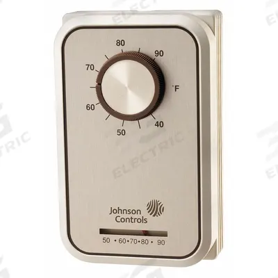 JOHNSON CONTROLS Line Voltage Wall Thermostat: Heat Only, On, 40° to 65°F, Exposed Dial - Analog Thermostats