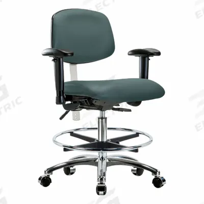 APPROVED VENDOR Cleanroom Task Chair: Vinyl, Arms Included, Ht Range 21 1/2 in to 29 in - Vinyl Cleanroom Chairs