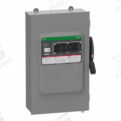 SCHNEIDER Safety Switch: Fusible, 200 A, Three Phase, 600V AC/DC, Galvanized Steel - Fusible Safety Switches
