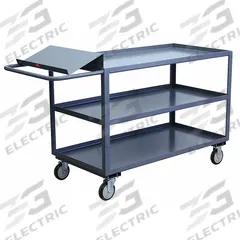 JAMCO Utility Cart: 1,200 lb, 3 Shelves, 75 in L x 31 in W x 39 in H Overall Dim, Flat (MPN LO360P500GP). Key specifications — Caster Wheel/Tread Material: Polyolefin; Brand: JAMCO; Caster/Wheel Configuration: (2) Swivel.