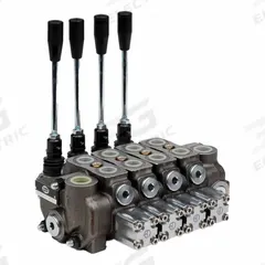 HYDRO CUSTOM Hydraulic Directional Control Valve: Four-Way / Three Positions, 13 gpm Flow Rate - Max (MPN 228317). Key specifications — Actuation Mechanism: Manual; Port Connections: Inlet; Spool Action: Spring Center To Neutral; Work Connection Size: #8; Work Connection Type: SAE O-Ring Boss; Brand: HYDRO CUSTOM; Pressure Connection Size: #10.