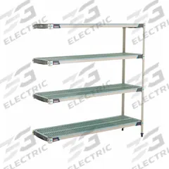 METRO Plastic Industrial Shelving: 18 in x 60 in, 62 in Overall Ht, 4 Shelves, Antimicrobial (MPN AX366GX3). Key specifications — Resistance Properties: Antimicrobial; Frame Material: 304 Stainless Steel; Shelving Material: Polymer; Brand: METRO.