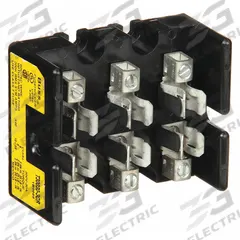 BUSSMANN Fuse Block: Open Block Design, 3 Pole, 300 V AC, Box Lug, Non-Indicating (MPN T30030-3CR). Key specifications — Brand: BUSSMANN.