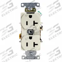 LEVITON Duplex Receptacle Outlet: Duplex, 5-20, Light Almond, 125V AC, 20 A, 2 Pole / 3 Wire (MPN 5362-ST)