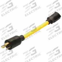 SOUTHWIRE Cord Adapter: 9 in Lg, 12 AWG, L5-20P Plug, 5-15R Receptacle, Yellow, 125V AC (MPN 90218802). Key specifications — Temperature Rating: -40° to 140°F; NEMA Plug Configuration: L5-20P; NEMA Receptacle Configuration: 5-15R; Brand: SOUTHWIRE.