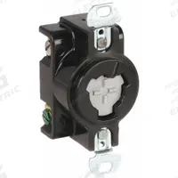 HUBBELL Locking Receptacle: Non-NEMA, Black, 125V AC, 20 A Current Rating, 2 Poles, 3 Wires (MPN HBL23000HG). Key specifications — attr1366712: HUBBELL.