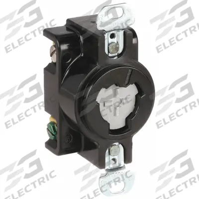 HUBBELL Locking Receptacle: Non-NEMA, Black, 125V AC, 20 A Current Rating, 2 Poles - Hospital-Grade Receptacles