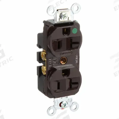 HUBBELL Receptacle: Hospital Grade Fed. Spec., Duplex, 5-20R, Brown, 125V AC, 20 A - General Purpose Receptacles