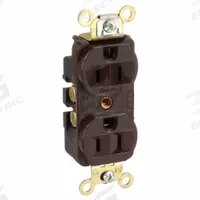 HUBBELL Receptacle: Duplex, 5-15, Brown, 125V AC, 15 A, 2 Pole / 3 Wire (MPN HBL5252)