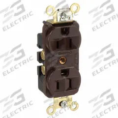 HUBBELL Receptacle: Duplex, 5-15, Brown, 125V AC, 15 A, 2 Pole / 3 Wire (MPN HBL5252)
