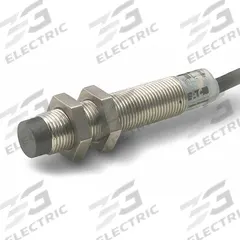 EATON Inductive Cylindrical Proximity Sensor: Built-in Connector, Unshielded, 3 Wires, 4 - Pin M12 (MPN E57-12LE10-BD). Key specifications — Brand: EATON; AC Supply Voltage Rating: Not Rated; DC Supply Voltage Rating: 6-48V DC.