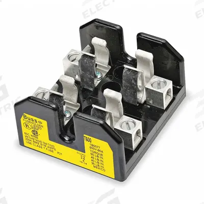BUSSMANN Fuse Block: Open Block Design, 2 Pole, 600 V AC, Screw - Fuse Blocks for UL Class T Fuses