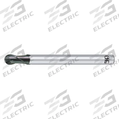 OSG Ball End Mill: Carbide, WXS Coated, 2 Flute, 1 mm Mill Dia, 1.5 mm LOC - Carbide Ball End Mills for Hardened Materials