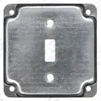 RACO Electrical Box Cover: 1 Gangs, Crushed Corner, For Square Box Shape, Galvanized Zinc (MPN 800C). Key specifications — Brand: RACO; For Box Shape: Square; Material: Galvanized Zinc; Cover Design: Crushed Corner.