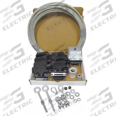 GLEASON Festoon System Kit: Wire Rope, 19 ft – 30 ft, 20 ft Min Cable/Hose Required, Flat (MPN FF08-03). Key specifications — Brand: GLEASON; Compatible Cable Type: Flat; Included Components: Clamps; Track Type: Wire Rope.