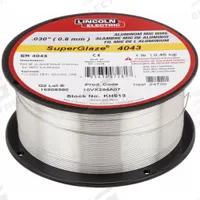 LINCOLN ELECTRIC MIG Welding Wire: Aluminum, ER4043, 0.03 in, 1 lb, SuperGlaze 4043 (MPN KH513). Key specifications — Brand: LINCOLN ELECTRIC.