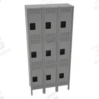 TENNSCO Wardrobe Locker: 36 in x 12 in x 78 in, Louvered, 3 Tiers, 3 Units Wide, Padlock Hasp, Steel (MPN TTS-121224-3MG). Key specifications — Brand: TENNSCO; Locker Color: Medium Gray; Door Type: Louvered; Locker Material: Steel; Assembled: Assembled; Number Plate Included: Yes.