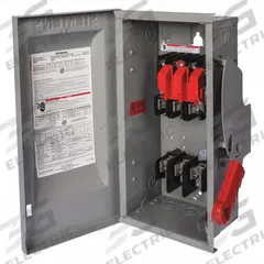 SIEMENS Safety Switch: Fusible, 60 A, Three Phase, 600V AC, Galvanized Steel, Indoor (MPN HF362J). Key specifications — Brand: SIEMENS.