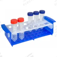 Tube Rack: 4 1/4 in Overall Wd, 3 in Overall Ht, 12 1/4 in Overall Lg, Polypropylene, Blue/Natural (MPN 120817). Key specifications — Material: Polypropylene; Mounting Location: Benchtop; Color: Blue/Natural; Product Type: Test Tube Rack; Total Holding Capacity: (6) 30 mm Wells; Brand: HEATHROW SCIENTIFIC.
